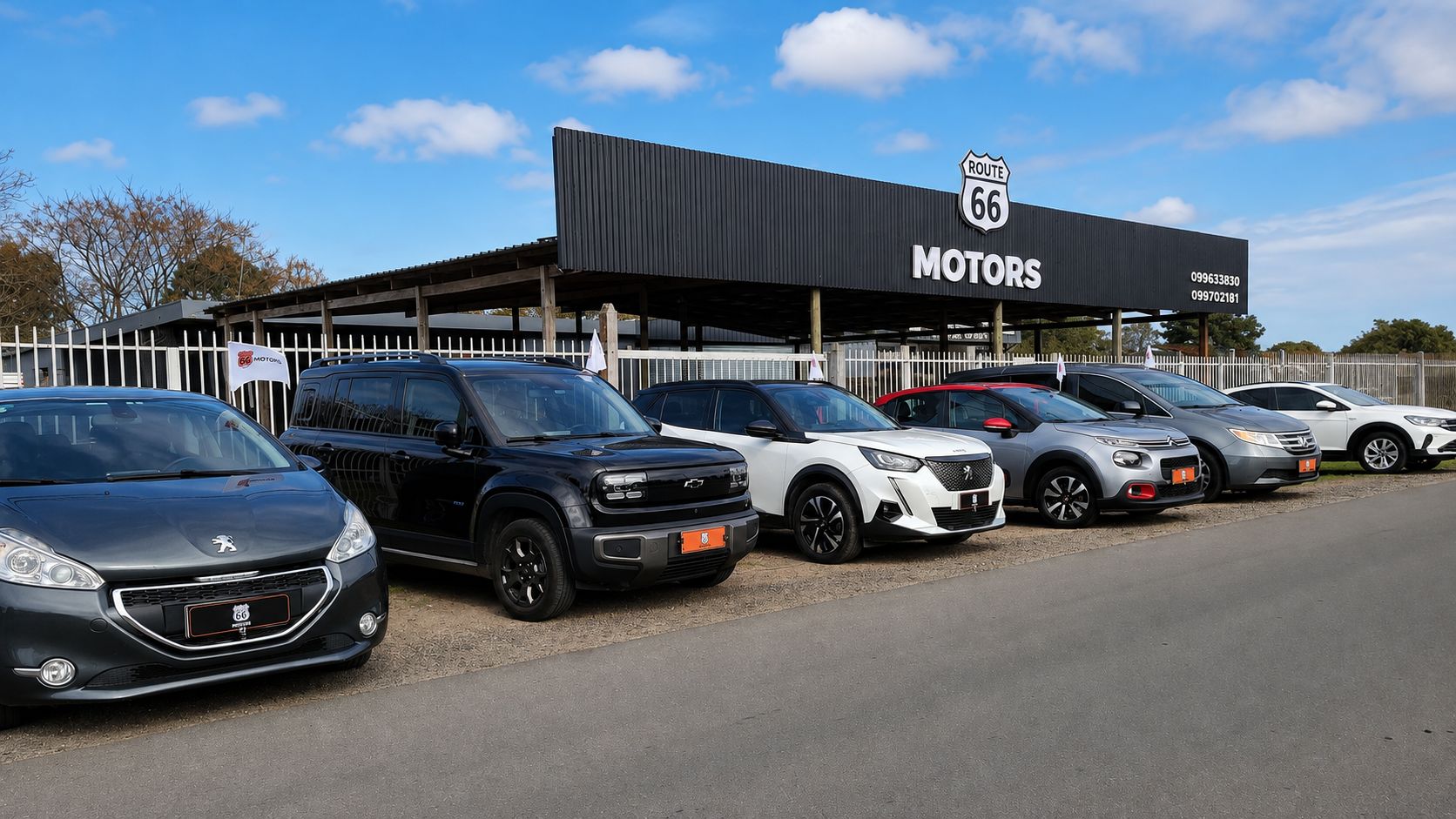 Local de ROUTE 66 Motors en Marindia con su flota de vehículos